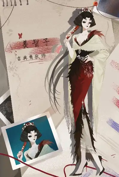 第五人格红碟皮肤血扇图片，第五人格，红蝶血扇皮肤，展现神秘东方魅力，带你领略古风美韵！