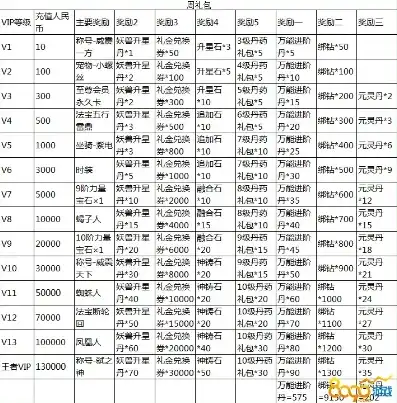 时空猎人vip充值表怎么看，时空猎人VIP充值表深度解析，充值攻略与心得分享